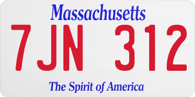 MA license plate 7JN312
