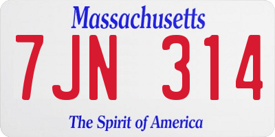 MA license plate 7JN314
