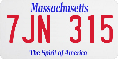 MA license plate 7JN315