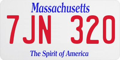 MA license plate 7JN320