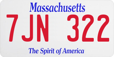 MA license plate 7JN322