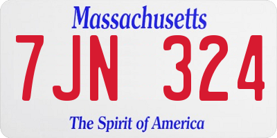 MA license plate 7JN324