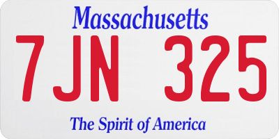MA license plate 7JN325