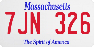 MA license plate 7JN326