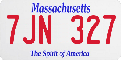 MA license plate 7JN327