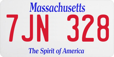MA license plate 7JN328