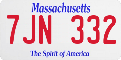MA license plate 7JN332