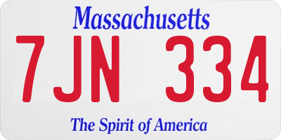 MA license plate 7JN334