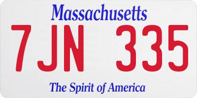 MA license plate 7JN335