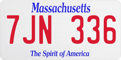 MA license plate 7JN336