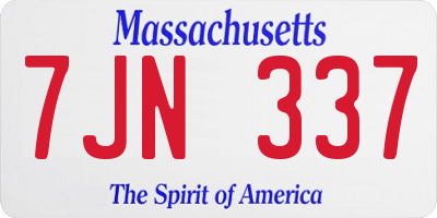 MA license plate 7JN337