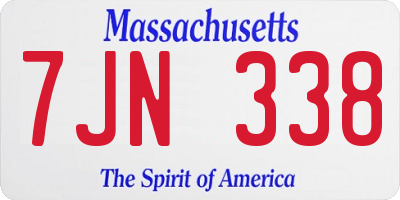 MA license plate 7JN338