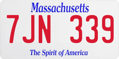 MA license plate 7JN339
