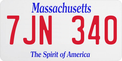 MA license plate 7JN340