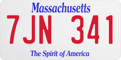 MA license plate 7JN341