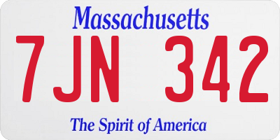 MA license plate 7JN342