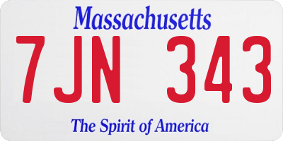 MA license plate 7JN343
