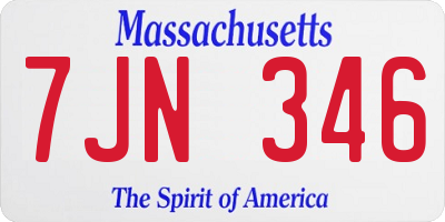MA license plate 7JN346