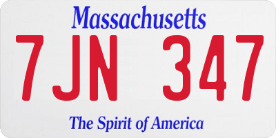 MA license plate 7JN347