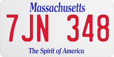 MA license plate 7JN348