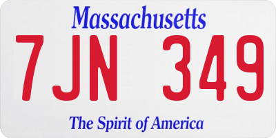 MA license plate 7JN349