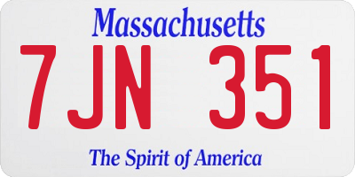 MA license plate 7JN351