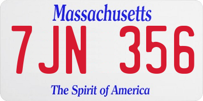 MA license plate 7JN356