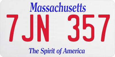 MA license plate 7JN357