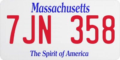MA license plate 7JN358