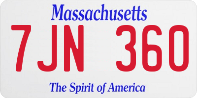 MA license plate 7JN360