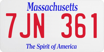 MA license plate 7JN361