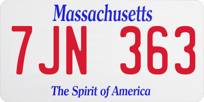 MA license plate 7JN363