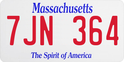 MA license plate 7JN364