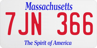 MA license plate 7JN366