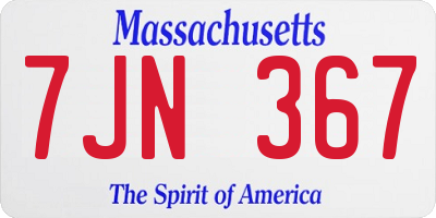 MA license plate 7JN367