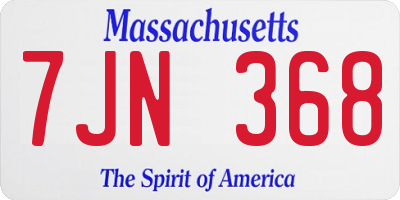 MA license plate 7JN368