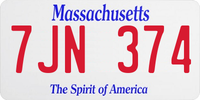 MA license plate 7JN374