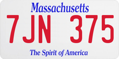MA license plate 7JN375