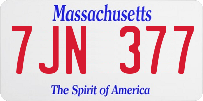 MA license plate 7JN377