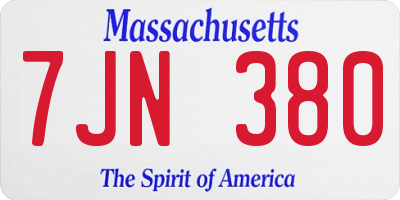 MA license plate 7JN380