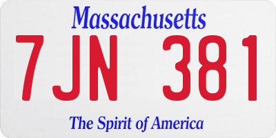 MA license plate 7JN381