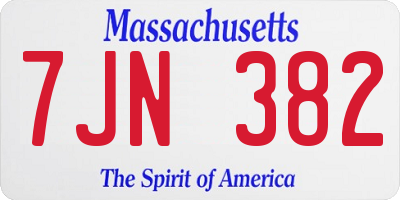 MA license plate 7JN382