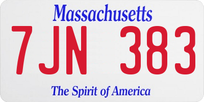 MA license plate 7JN383