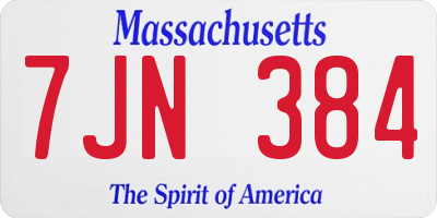 MA license plate 7JN384