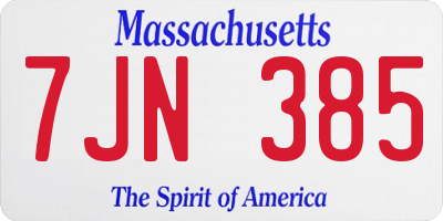 MA license plate 7JN385