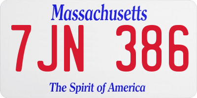 MA license plate 7JN386