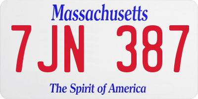 MA license plate 7JN387