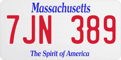 MA license plate 7JN389