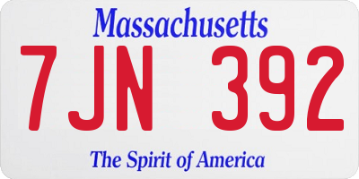MA license plate 7JN392