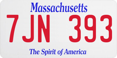 MA license plate 7JN393